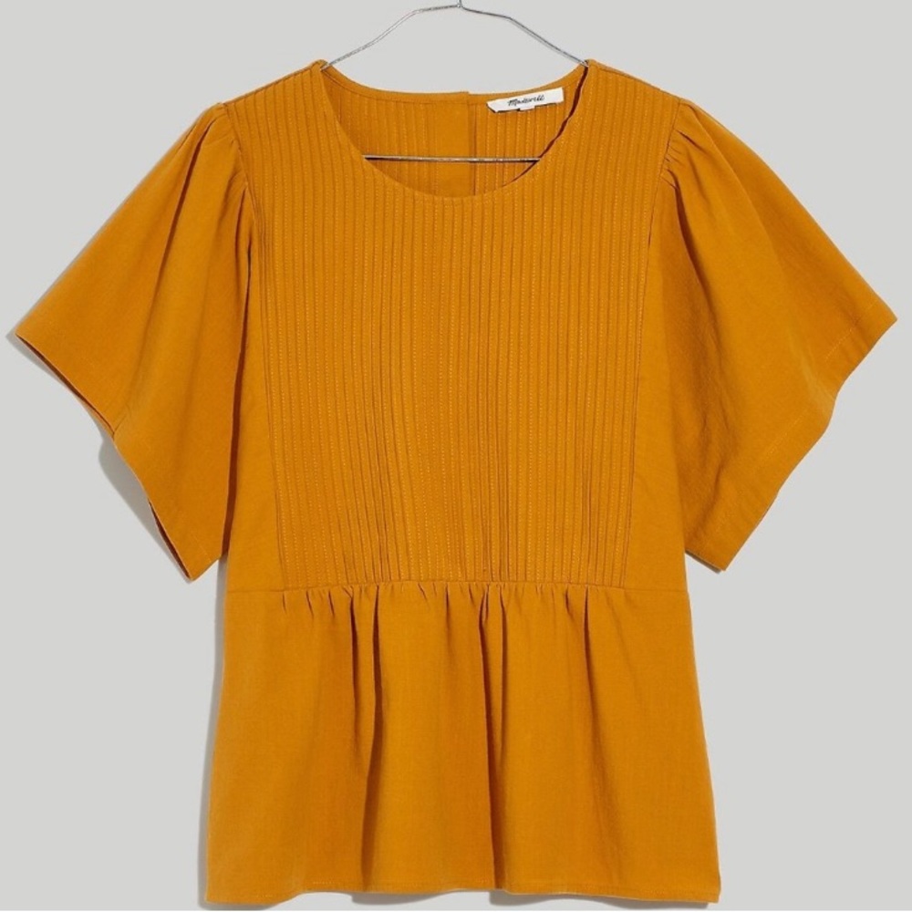 Madewell pleated flutter sleeve top
